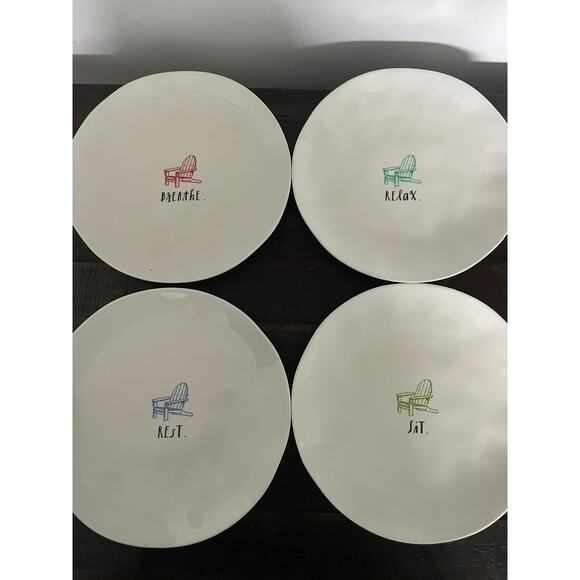 Rae Dunn Sit, Relax, Breathe, Rest of 4-8” Appetizer plates Adirondack Chair - Picture 1 of 8